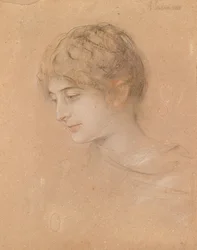 Portret van een jonge vrouw in halfprofiel